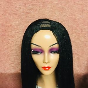 Beautiful Upart Wig Kinky Straight Wig Natural Color  synthetic Hair 22-inch